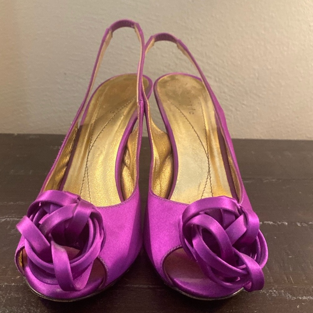 Women's Kate Spade New York Peep Toe Silk Ribbon Ball Slingback Heel Size 7.5